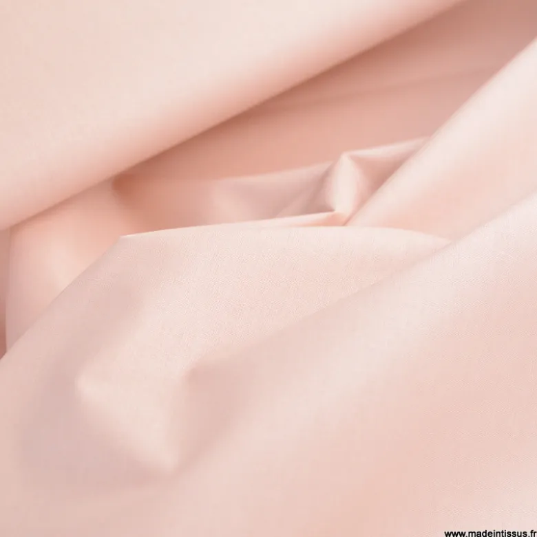 Tissu coton Enduit uni Rose skin - Oeko tex