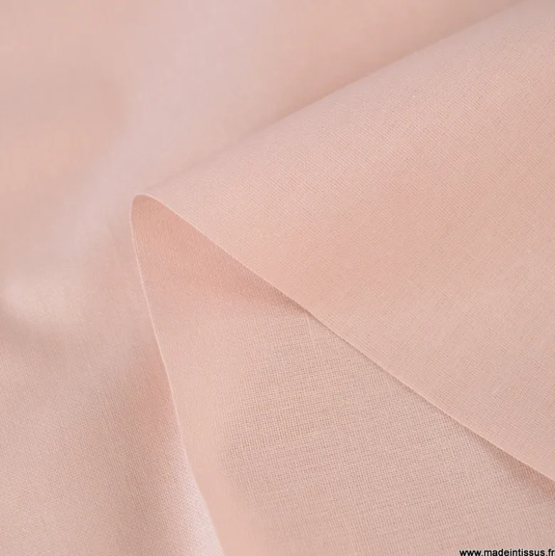Tissu coton Enduit uni Rose skin - Oeko tex