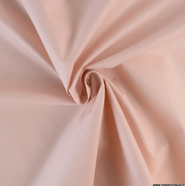 Tissu coton Enduit uni Rose skin - Oeko tex