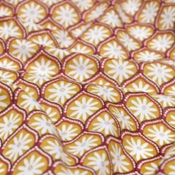 Tissu coton Enduit Zea motif fleurs graphique jaune