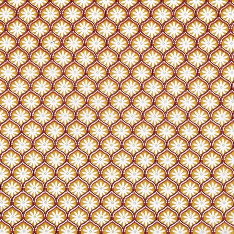 Tissu coton Enduit Zea motif fleurs graphique jaune