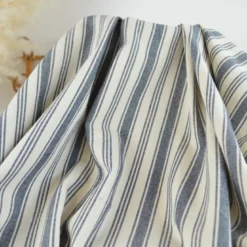 Tissu coton Eugene tissé teint à rayures Indigo