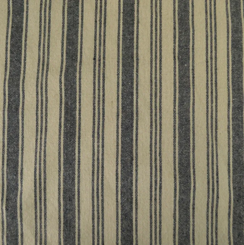 Tissu coton Eugene tissé teint à rayures Noir et lin