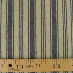 Tissu coton Eugene tissé teint à rayures Noir et lin