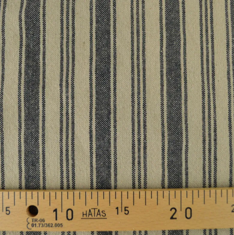 Tissu coton Eugene tissé teint à rayures Noir et lin