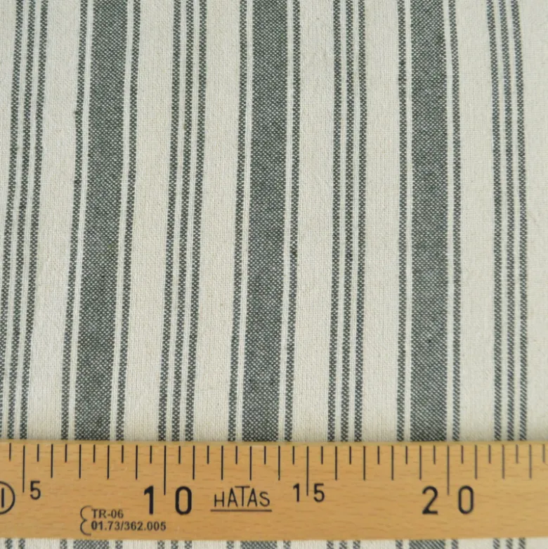 Tissu coton Eugene tissé teint à rayures Kaki