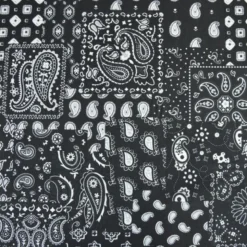 Tissu coton Farwest motif Bandana Noir - OEKO TEX