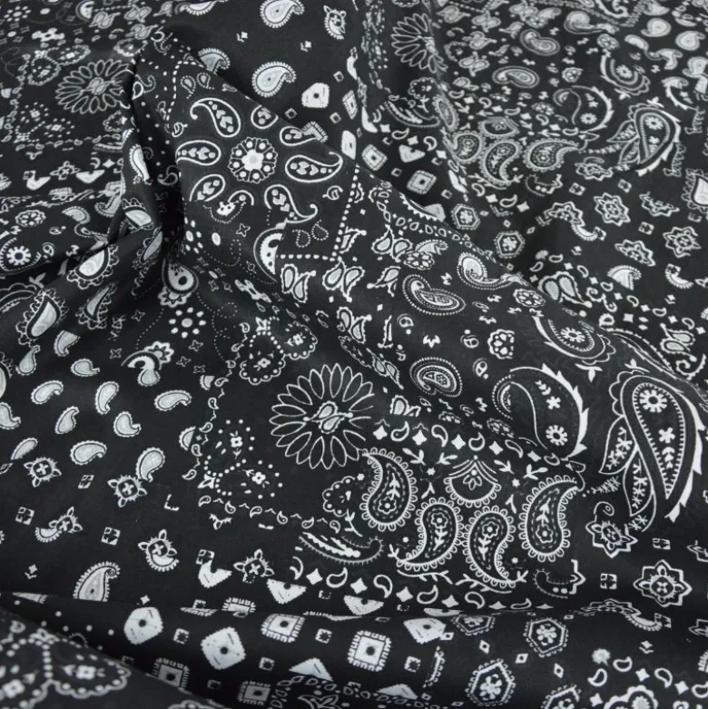 Tissu coton Farwest motif Bandana Noir - OEKO TEX