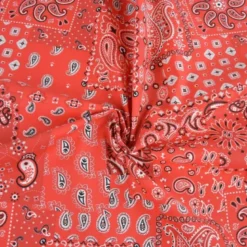 Tissu coton Farwest motif Bandana Rouge - OEKO TEX
