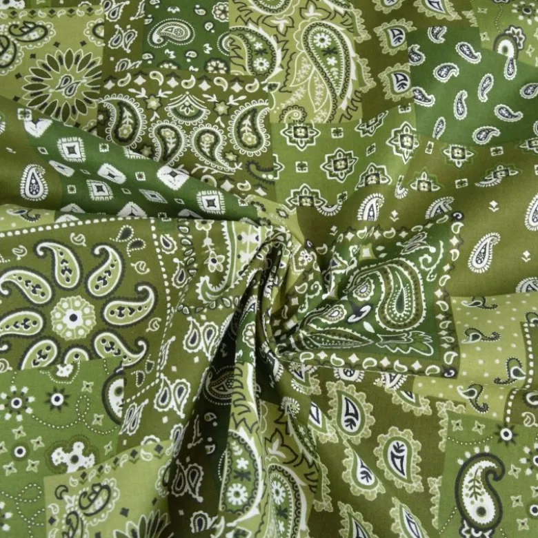 Tissu coton Farwest motif Bandana vert - OEKO TEX