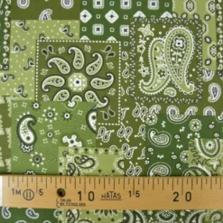 Tissu coton Farwest motif Bandana vert - OEKO TEX