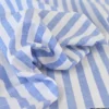 Tissu coton fil teint à rayures larges bleus et blanches