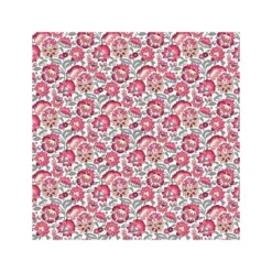 Tissu coton Gange Enduit motif fleurs rose