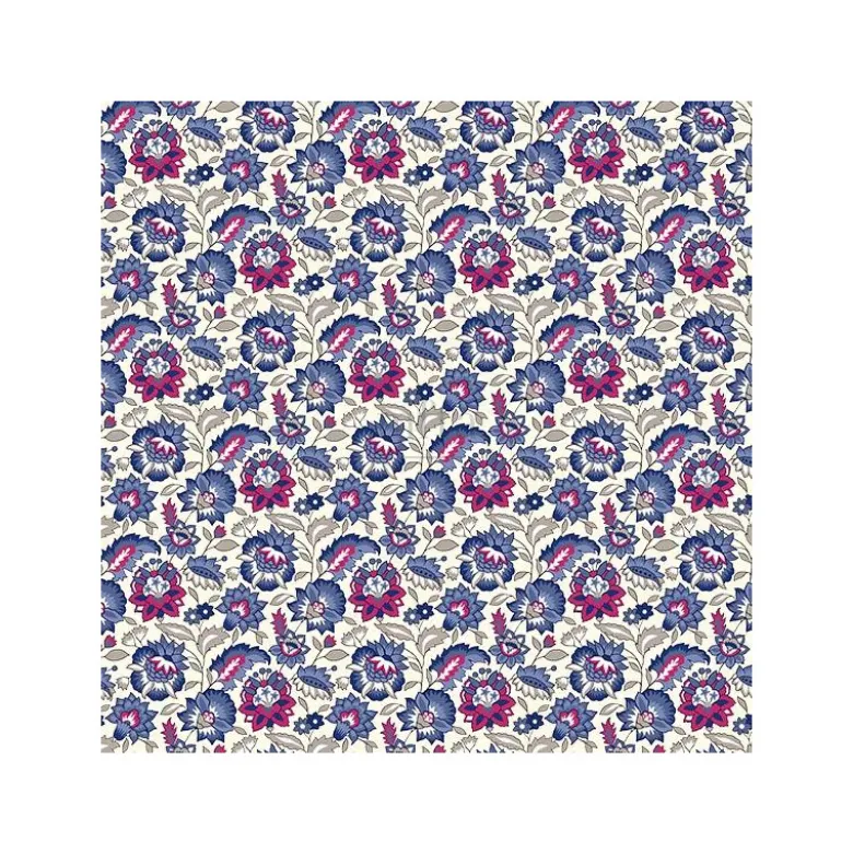 Tissu coton Gange motif fleurs bleu - OEKO TEX