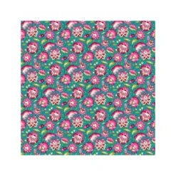 Tissu coton Gange motif fleurs turquoise et rose - OEKO TEX