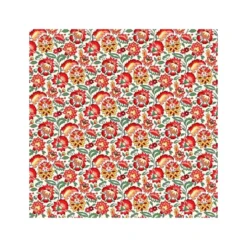 Tissu coton Gange motif fleurs rouges - OEKO TEX