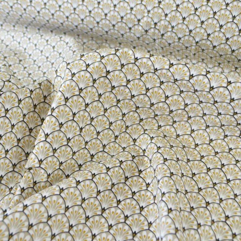 Tissu coton Gaudi écailles Beige - OEKO TEX