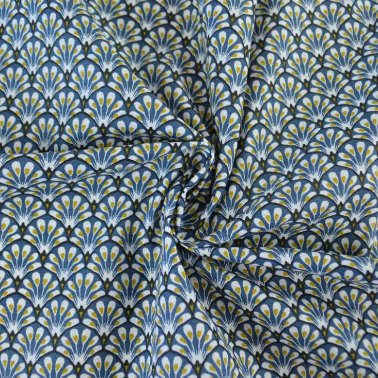 Tissu coton Gaudi écailles Pétrole - OEKO TEX