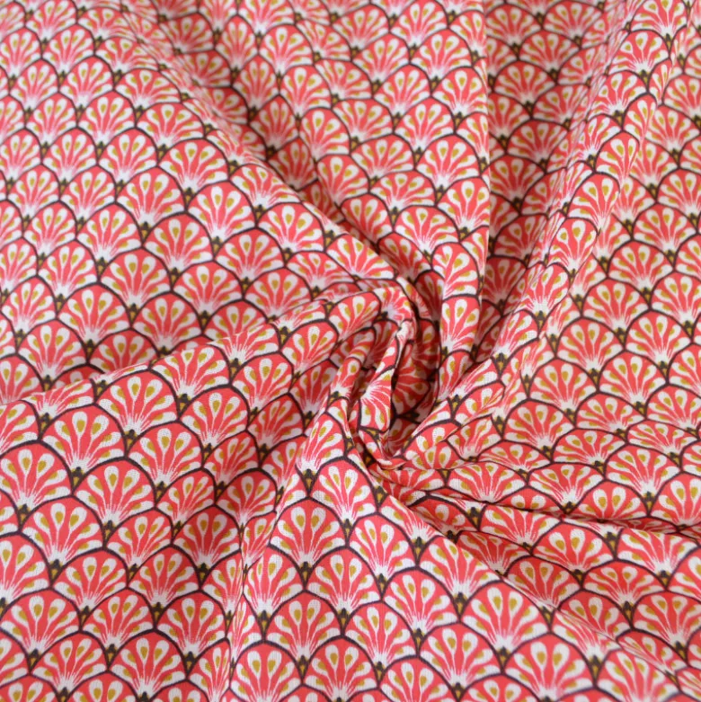Tissu coton Gaudi écailles Rouge - OEKO TEX