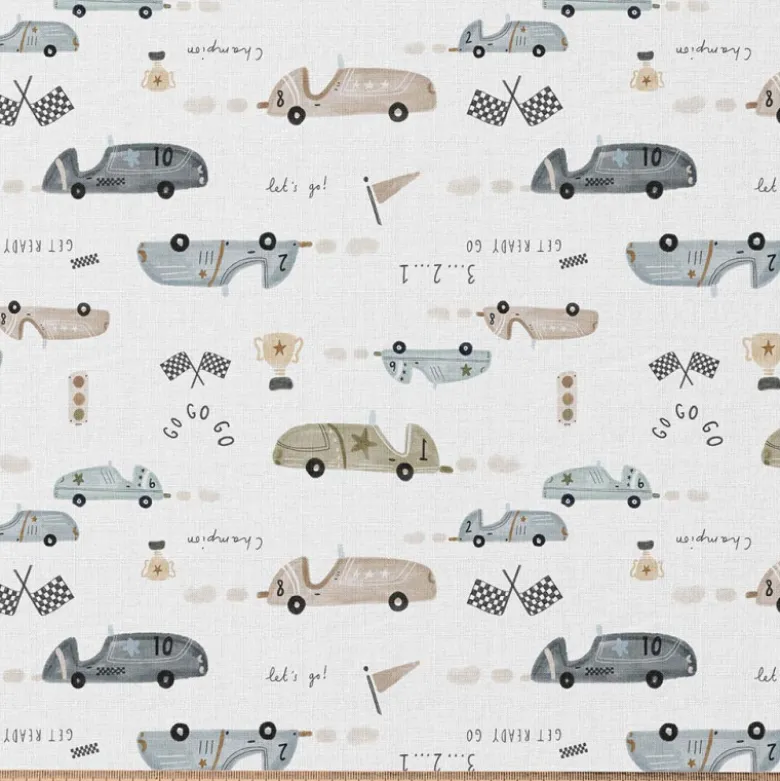 Tissu coton Gogogo motif voitures vintage -OEKO TEX