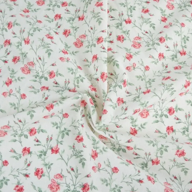 Tissu coton Grace motifs fleurs roses - OEKO TEX