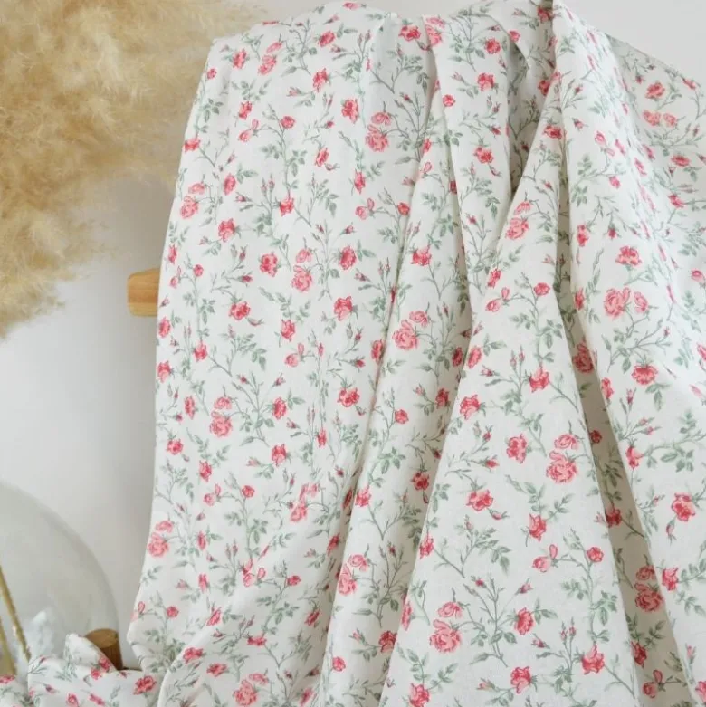 Tissu coton Grace motifs fleurs roses - OEKO TEX