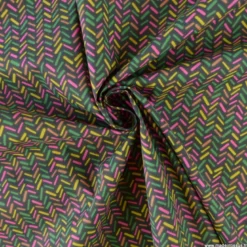 Tissu coton Gérard motif graphique bleu et orange - OEKO TEX