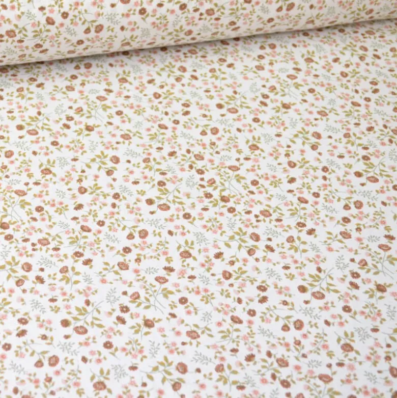 tissu coton imprimé fleurs et fleurettes Tomette et thym - OEKO TEX