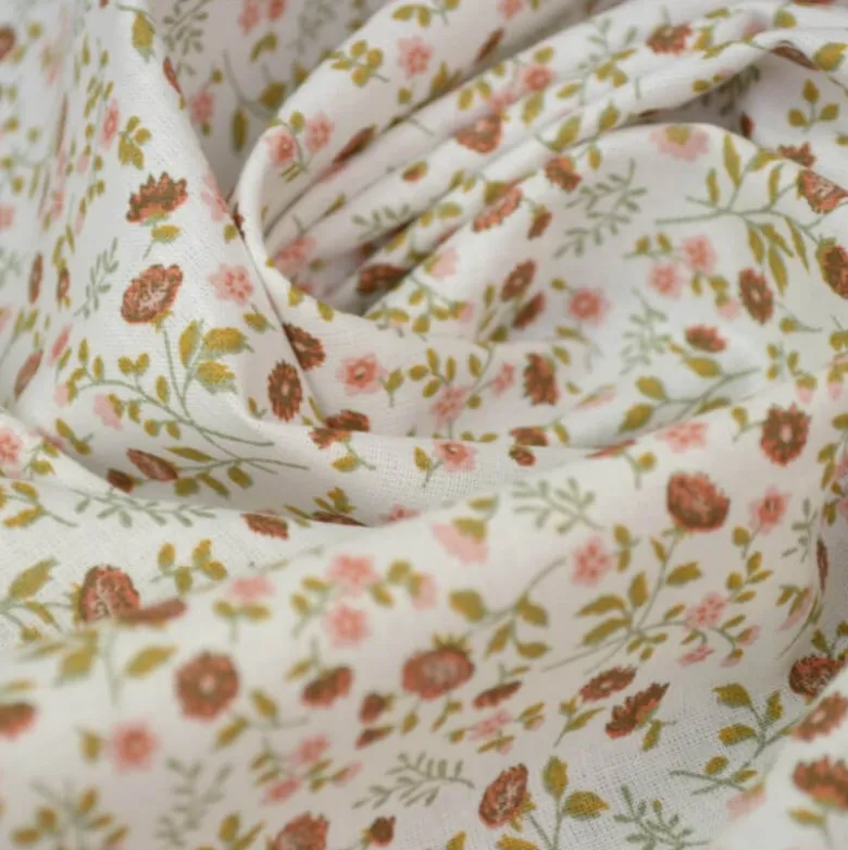 tissu coton imprimé fleurs et fleurettes Tomette et thym - OEKO TEX