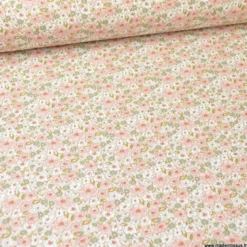 Tissu coton imprimé fleurs Kalmia Rose thé et Thym - OEKO TEX