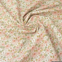 Tissu coton imprimé fleurs Kalmia Rose thé et Thym - OEKO TEX