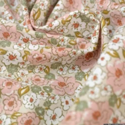 Tissu coton imprimé fleurs Kalmia Rose thé et Thym - OEKO TEX