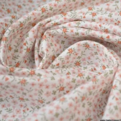Tissu coton imprimé fleurs Rose thé et Thym - OEKO TEX