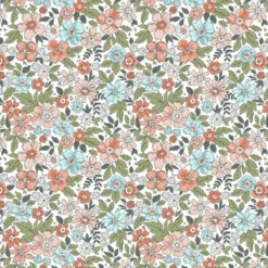 Tissu coton imprimé Pensée fleurs fond blanc - OEKO TEX