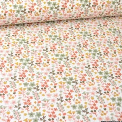 Tissu coton imprimé petites fleurs Rose thé et Thym -OEKO TEX - Motif Milly