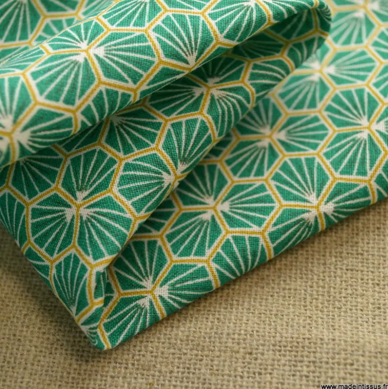 Tissu coton imprimé Riad Vert - OEKO TEX