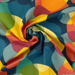 Tissu coton imprimé Sixties multicouleur - OEKO TEX