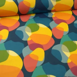 Tissu coton imprimé Sixties multicouleur - OEKO TEX