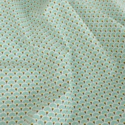 Tissu coton imprimé éventails écailles - Lagon - OEKO TEX