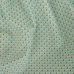 Tissu coton imprimé éventails écailles - Lagon - OEKO TEX