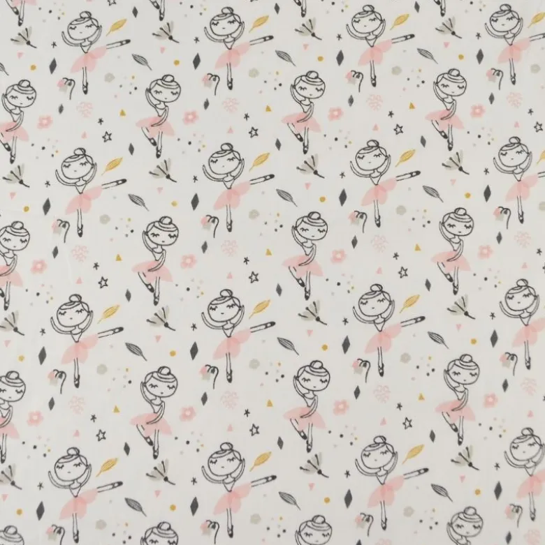 Tissu coton Isadora motif denseuse fond blanc