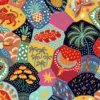 Tissu coton Janeiro exotique motif animaux fond Noir multicouleurs- OEKO TEX