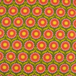 Tissu coton Jolijoli motif fleurs fond vert - OEKO TEX