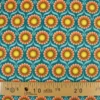 Tissu coton Jolijoli motif fleurs fond turquoise - OEKO TEX