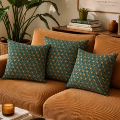 Tissu coton Jolijoli motif fleurs fond turquoise - OEKO TEX