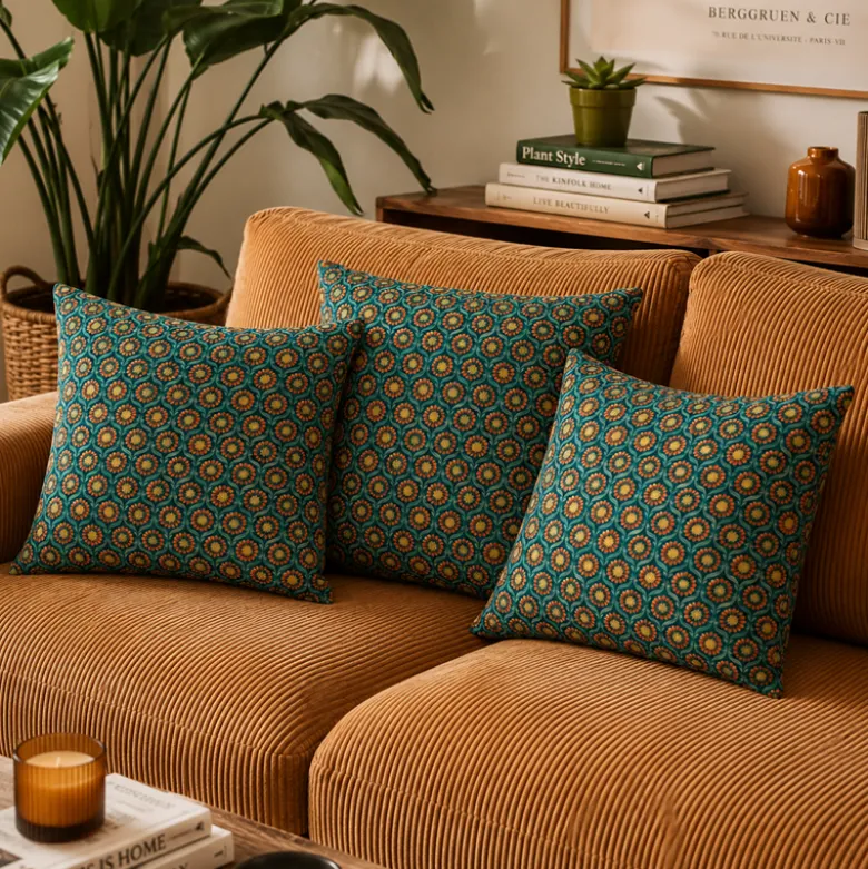 Tissu coton Jolijoli motif fleurs fond turquoise - OEKO TEX