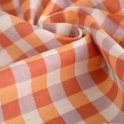 Tissu coton Kavyo à carreaux coloris lilas et pêche - OEKO TEX