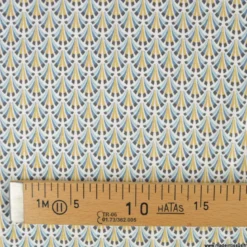 Tissu coton Kolius motif écailles coloris Bleu et blanc - OEKO TEX