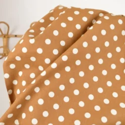 Tissu coton lavé - motif gros pois - Camel