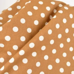 Tissu coton lavé - motif gros pois - Camel